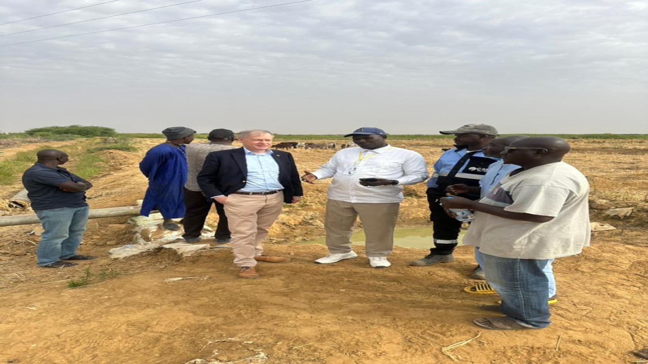 VISITE de son Excellence Monsieur l'Ambassadeur d'Allemagne, Dr Florian Reindel en Mauritanie au périmètre agricole TAKHAW NGUIR YÔKUTÉ MBAYE MI à Keur Mour .